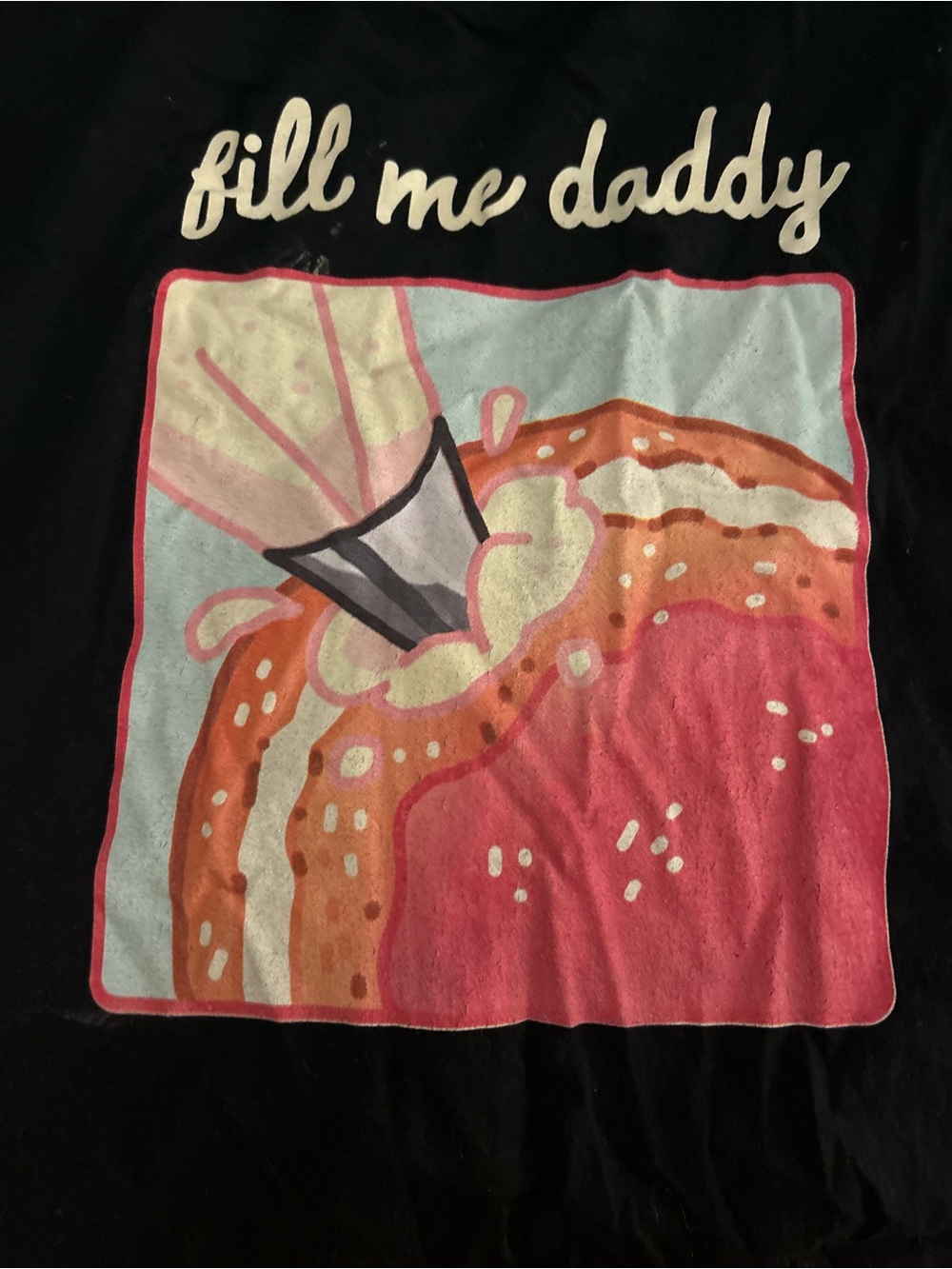 4-25$ Black Graphic Tee with Pink Donut Design